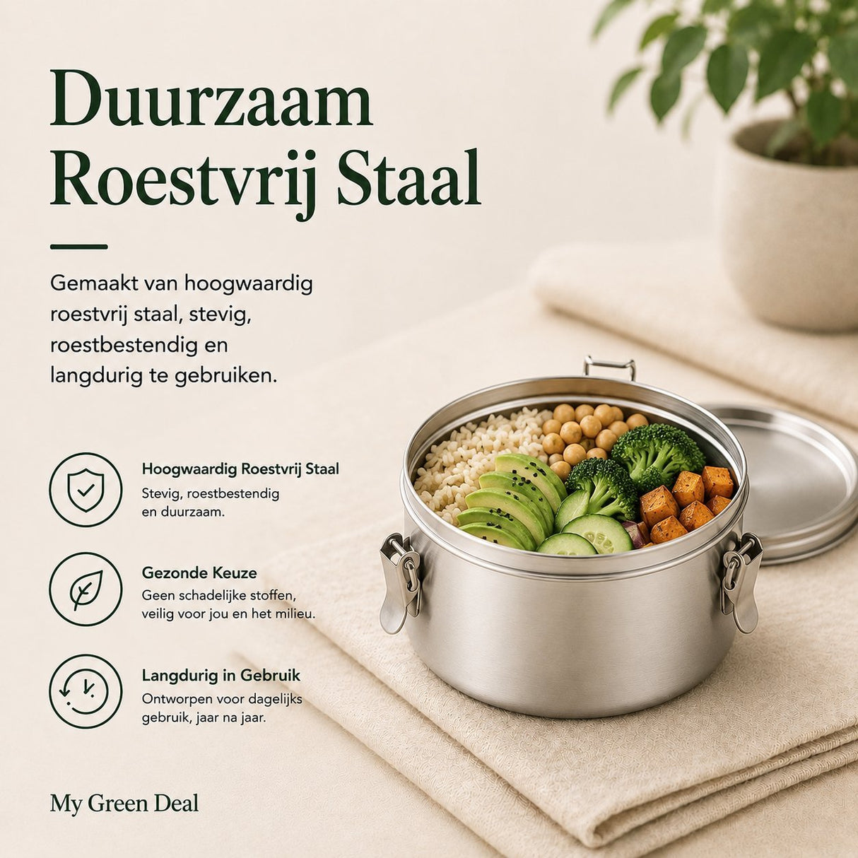 RVS Lunchbox rond 780ml - My Green Deal