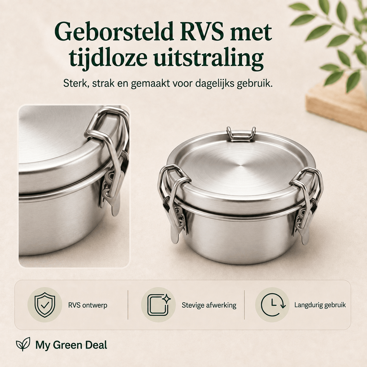 RVS Lunchbox rond 250ml - My Green Deal