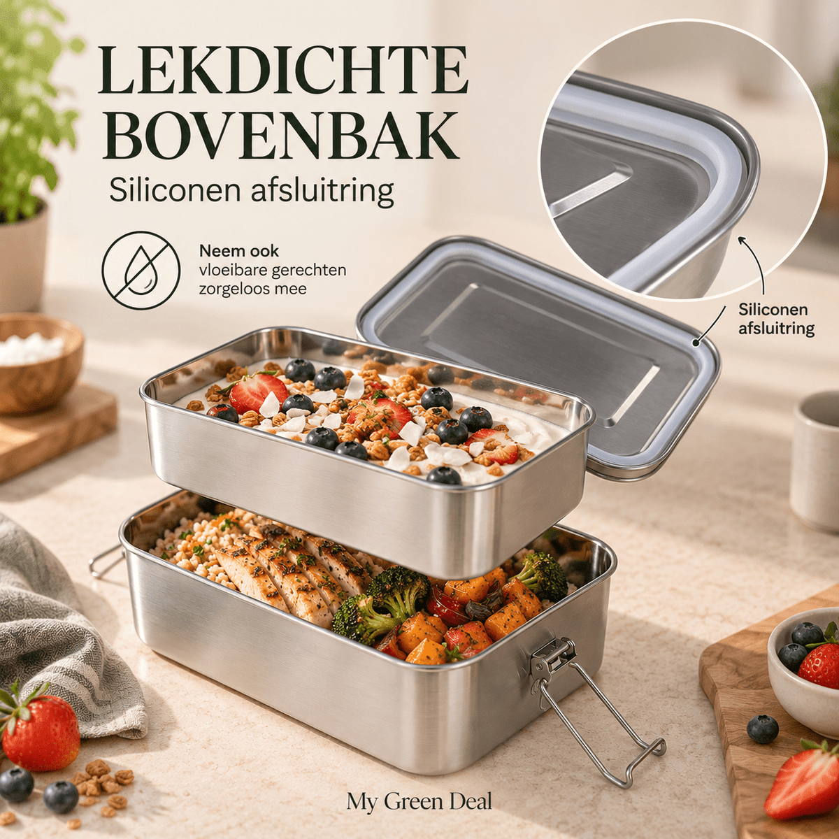 RVS lunchbox 760+1200ml - My Green Deal