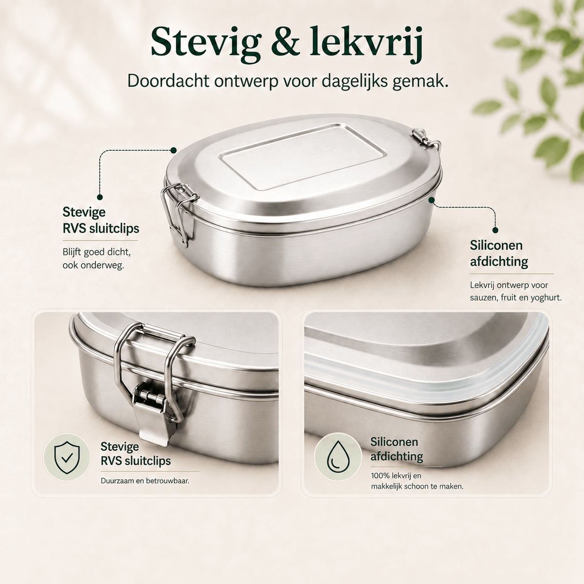 RVS lunchbox ovaal 500ml 2 compartimenten - My Green Deal
