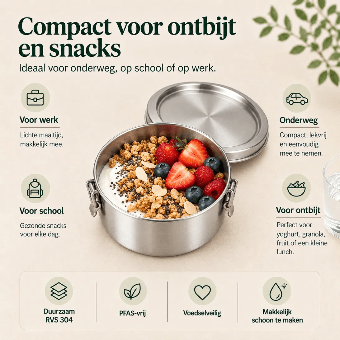 RVS Lunchbox rond 480ml - My Green Deal