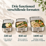 RVS Lunchbox rechthoekig – Set van 3 - My Green Deal