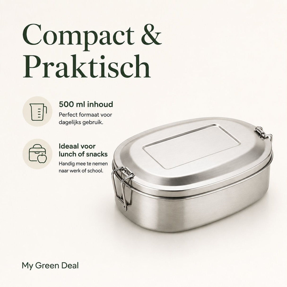 RVS lunchbox ovaal 500ml - My Green Deal