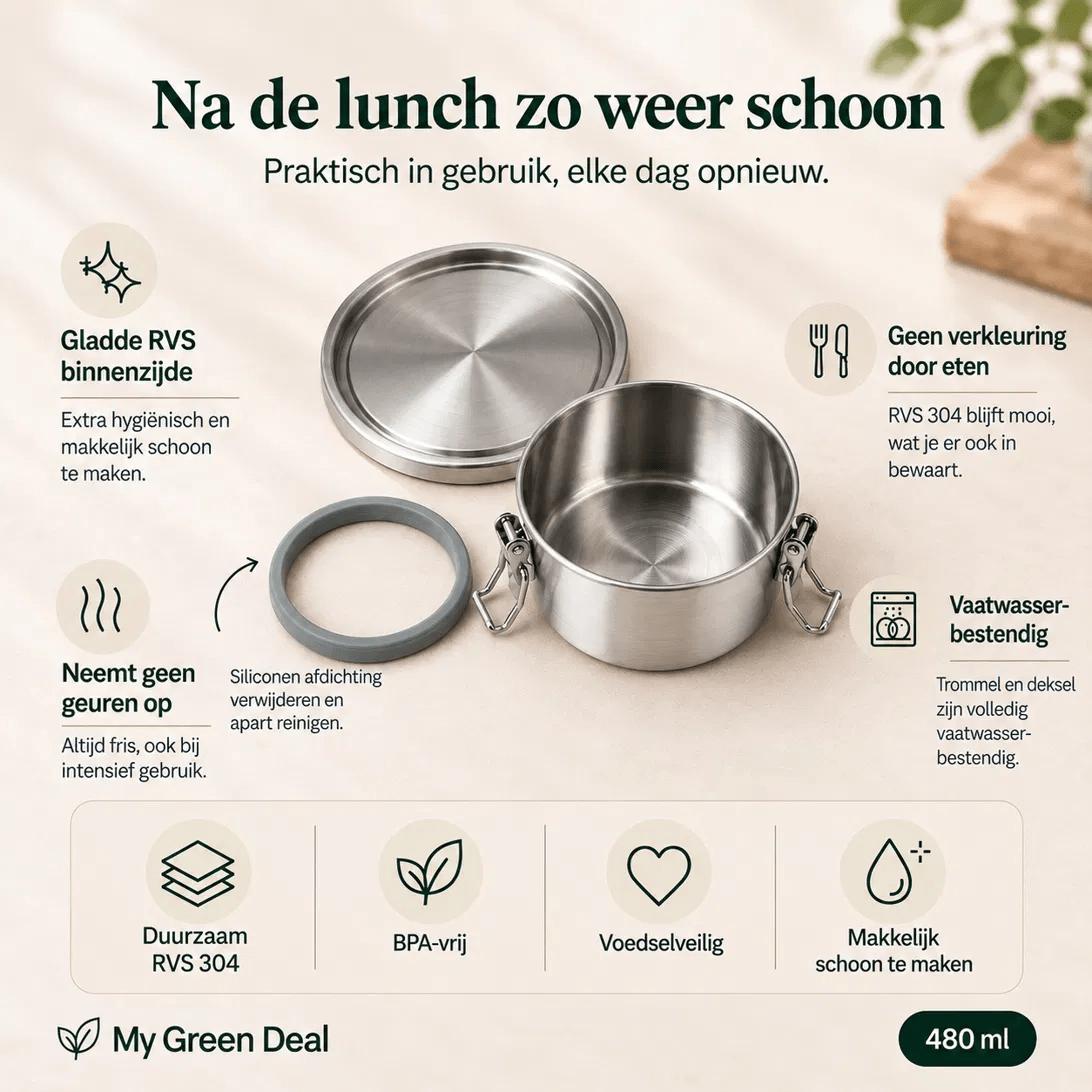RVS Lunchbox rond 480ml - My Green Deal