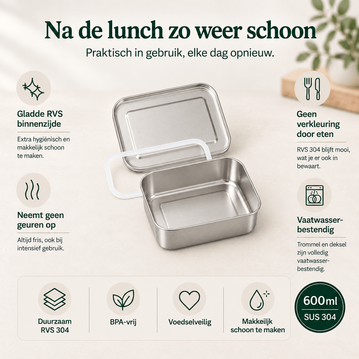 RVS Lunchbox 600ml - My Green Deal