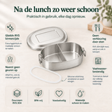 RVS lunchbox ovaal 500ml 2 compartimenten - My Green Deal