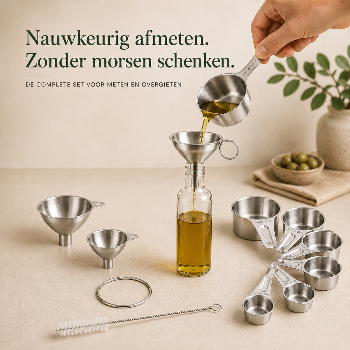 RVS Maatbeker & Trechter Set – 11-delig