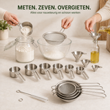 RVS Maatbeker, Zeef & Trechter Set – 16-delig