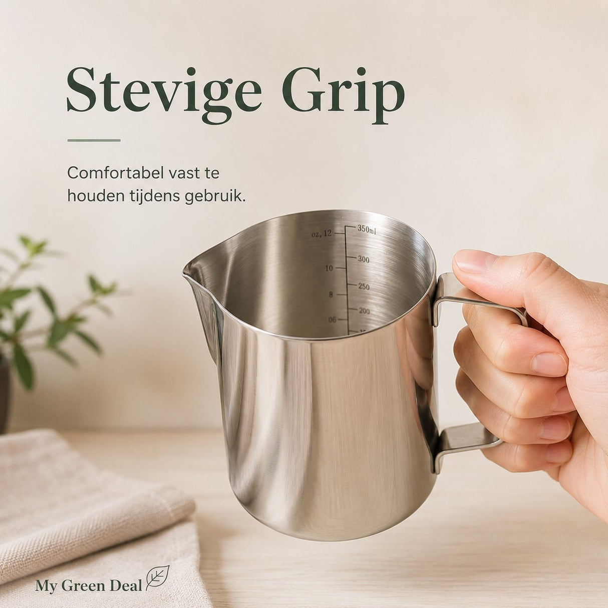 RVS Melkkan Zilver 350ml – Barista Pitcher - My Green Deal
