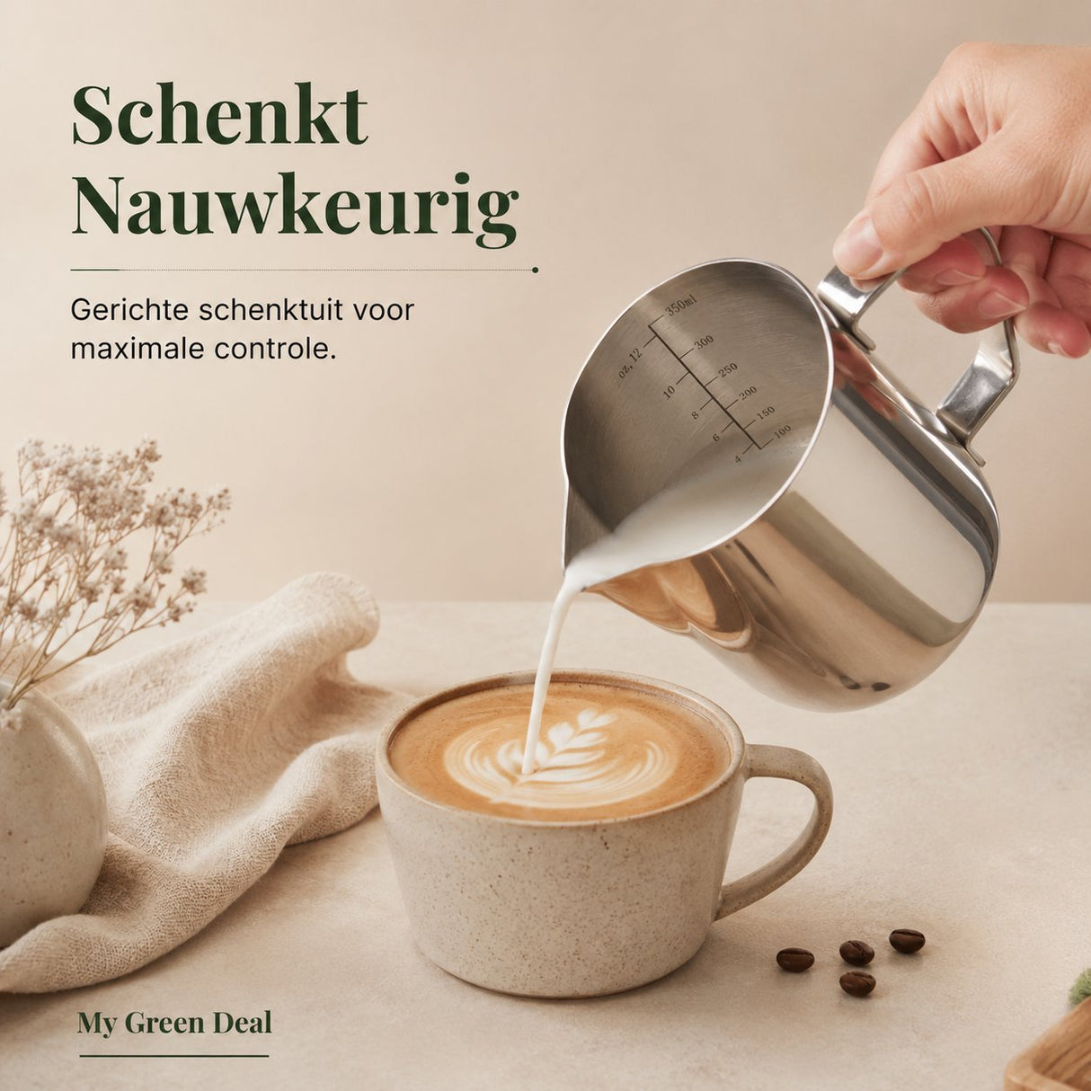 RVS Melkkan Zilver 350ml – Barista Pitcher - My Green Deal