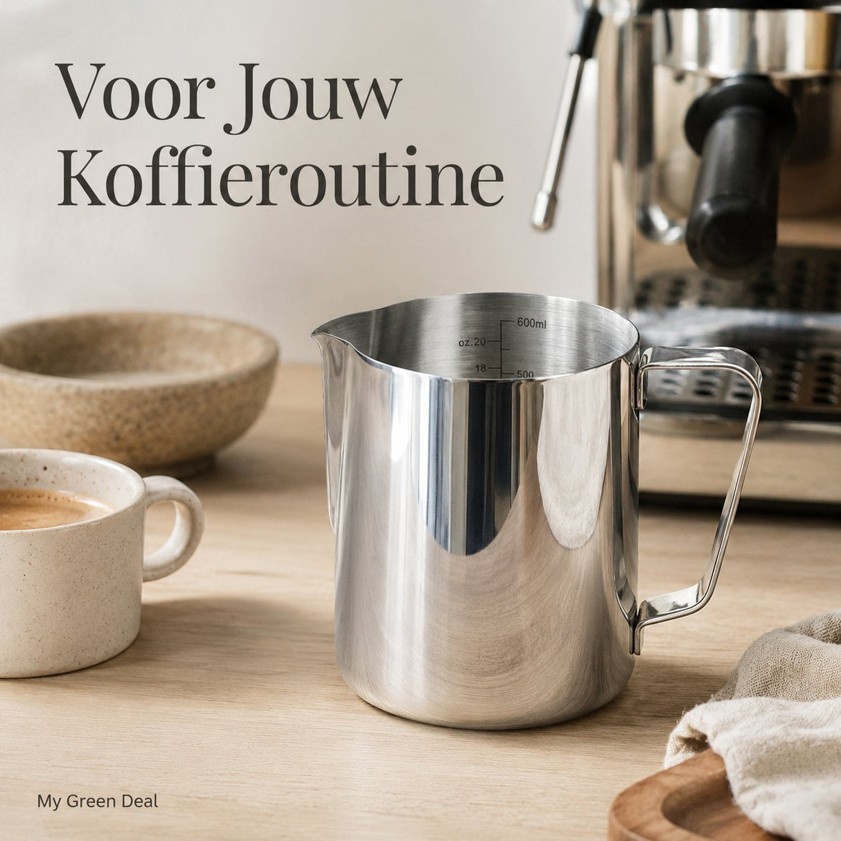 RVS Melkkan Zilver 600ml – Barista Pitcher - My Green Deal