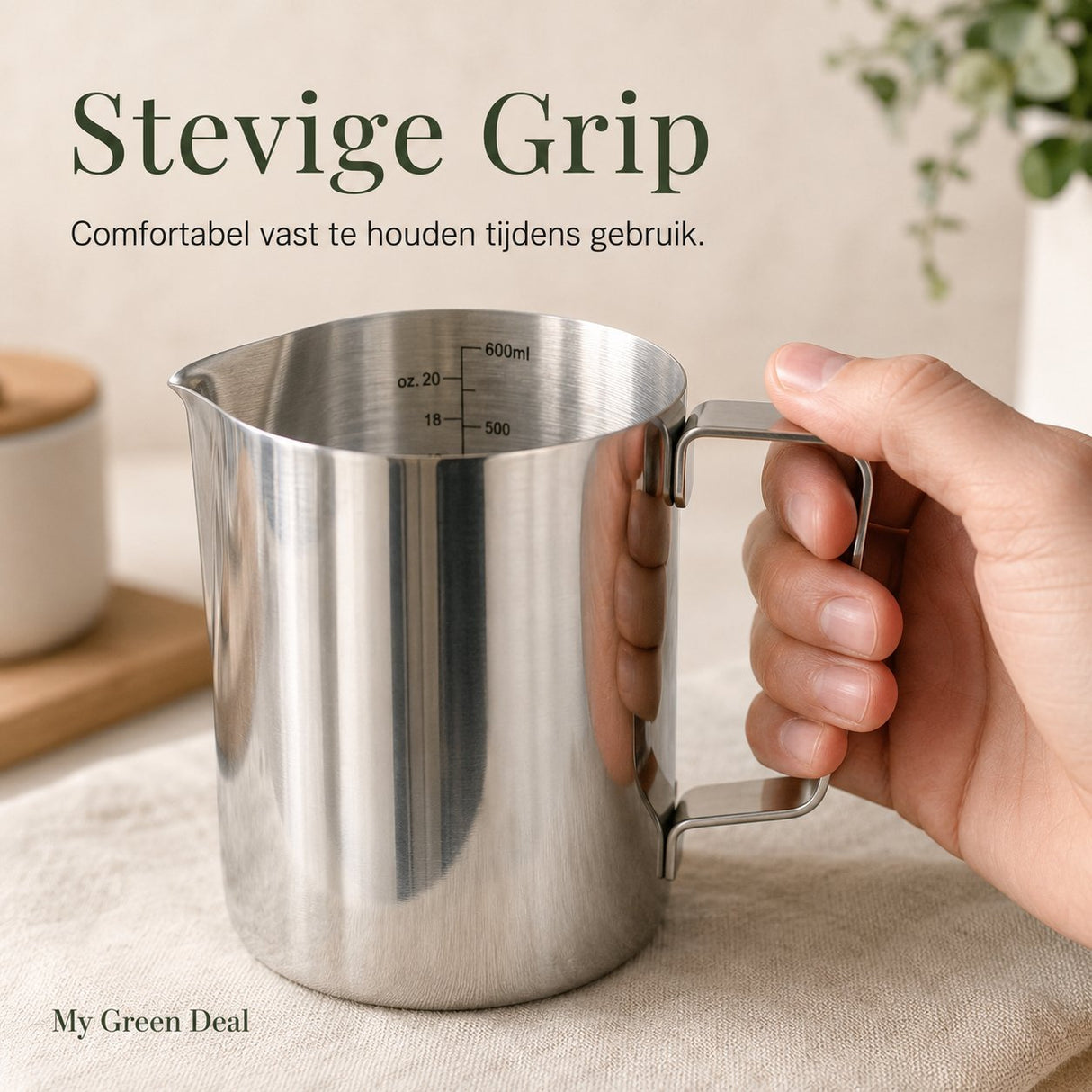 RVS Melkkan Zilver 600ml – Barista Pitcher - My Green Deal