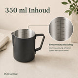 RVS Melkkan Zwart 350ml – Barista Pitcher - My Green Deal