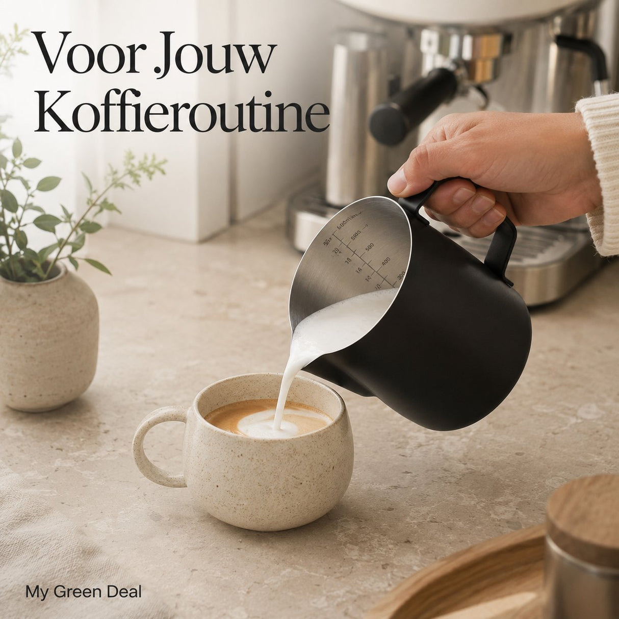 RVS Melkkan Zwart 600ml – Barista Pitcher - My Green Deal