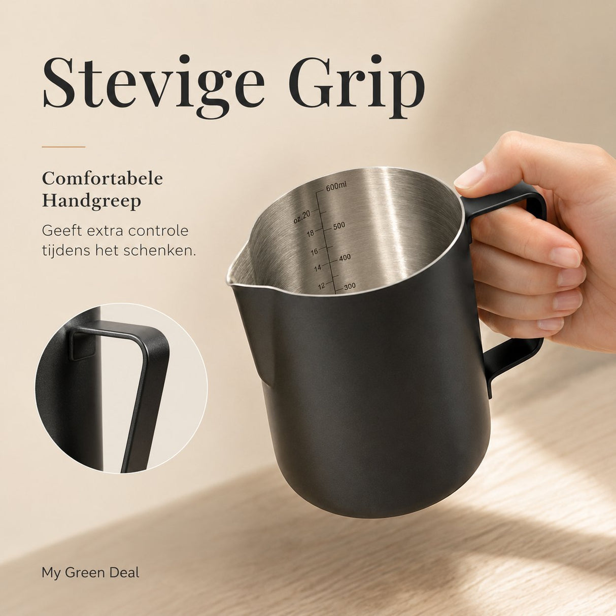 RVS Melkkan Zwart 600ml – Barista Pitcher - My Green Deal