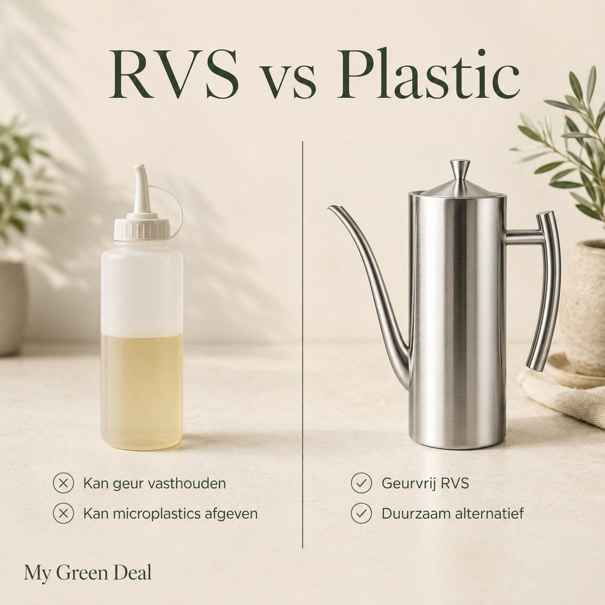 RVS olijfoliekan Zilver - My Green Deal