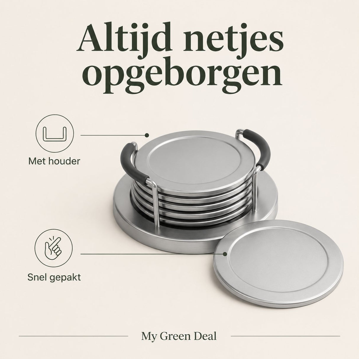 RVS Onderzetters Set – 6 stuks - My Green Deal