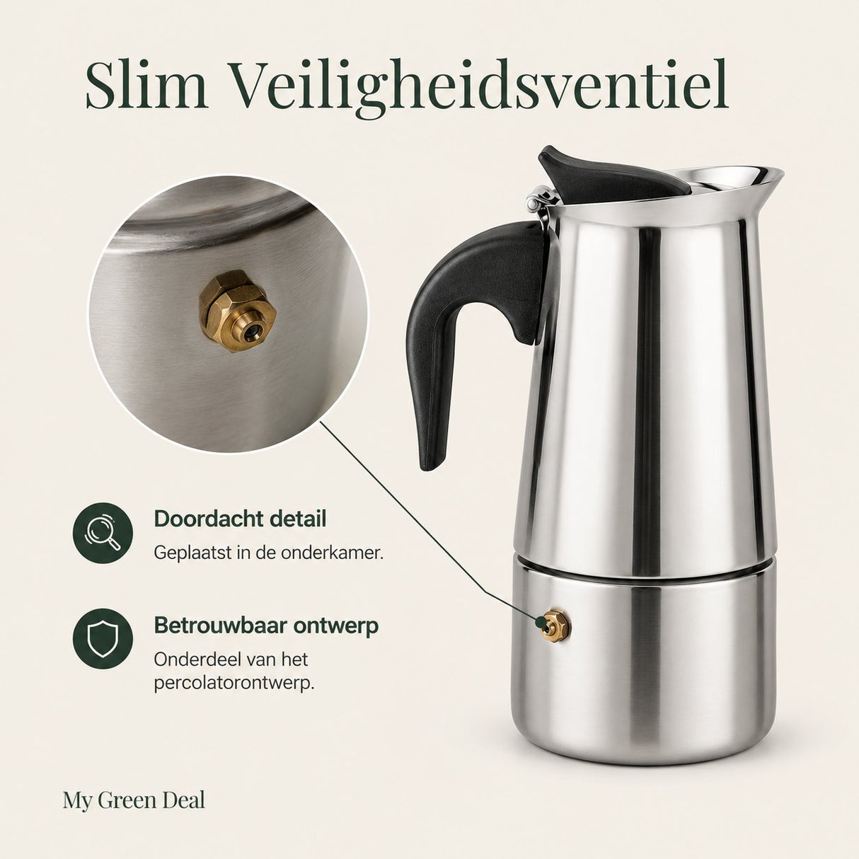 RVS Percolator 6 kops – Moka Pot - My Green Deal