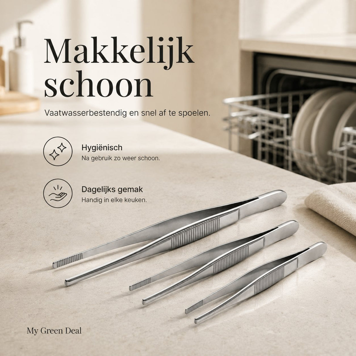 RVS keukenpincet set van 3 - My Green Deal