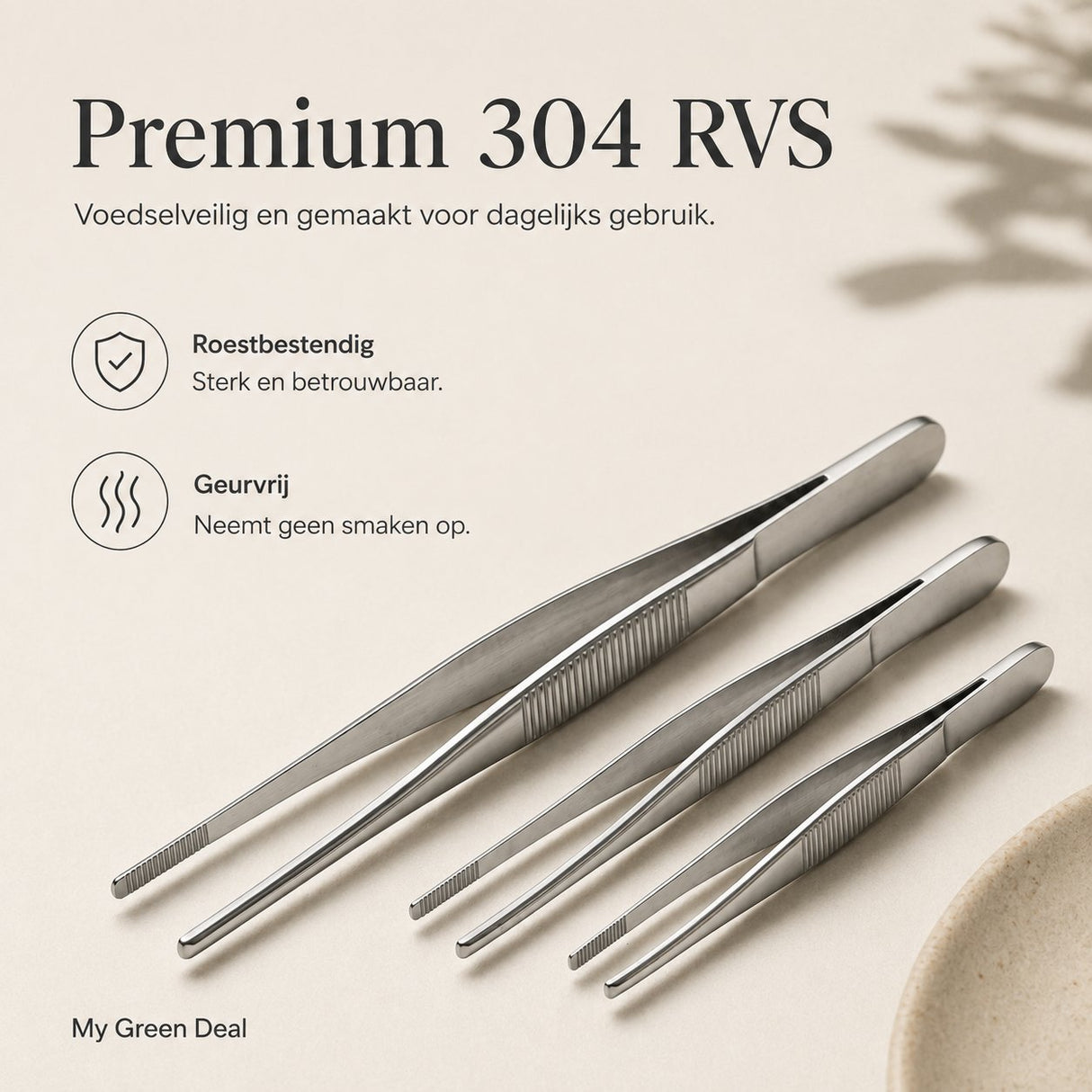 RVS keukenpincet set van 3 - My Green Deal