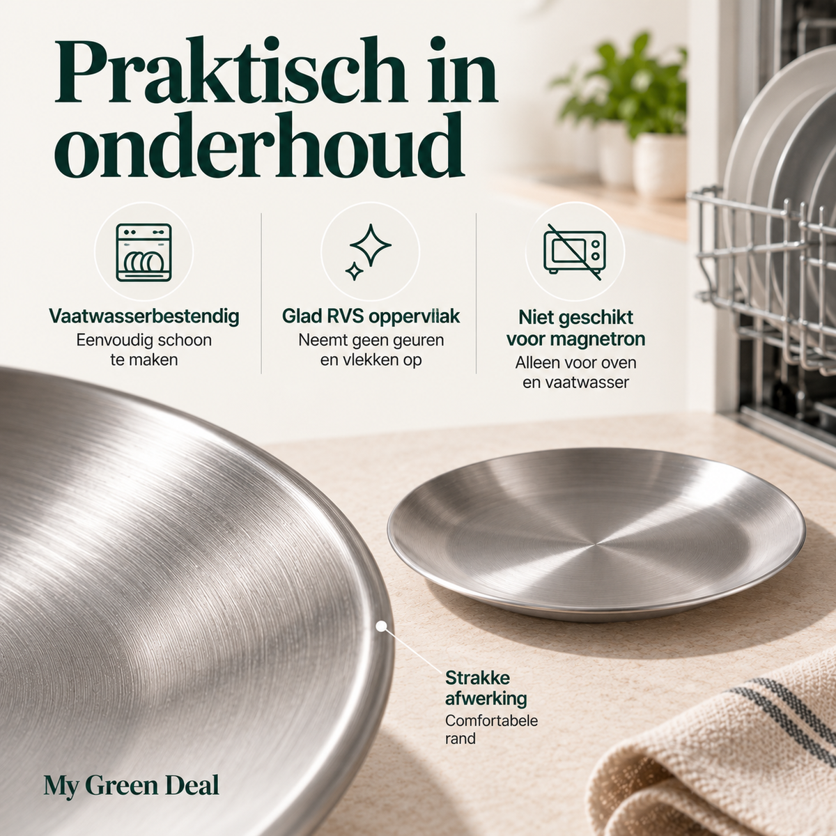 RVS bord enkelwandig 21,5cm