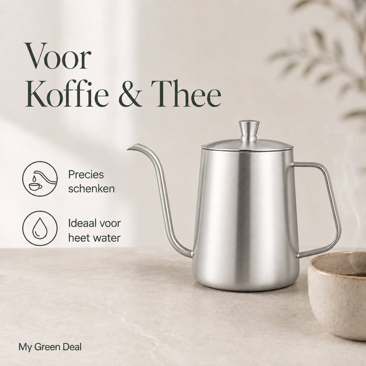 RVS Thee / Koffiekan zilver 600ml - My Green Deal