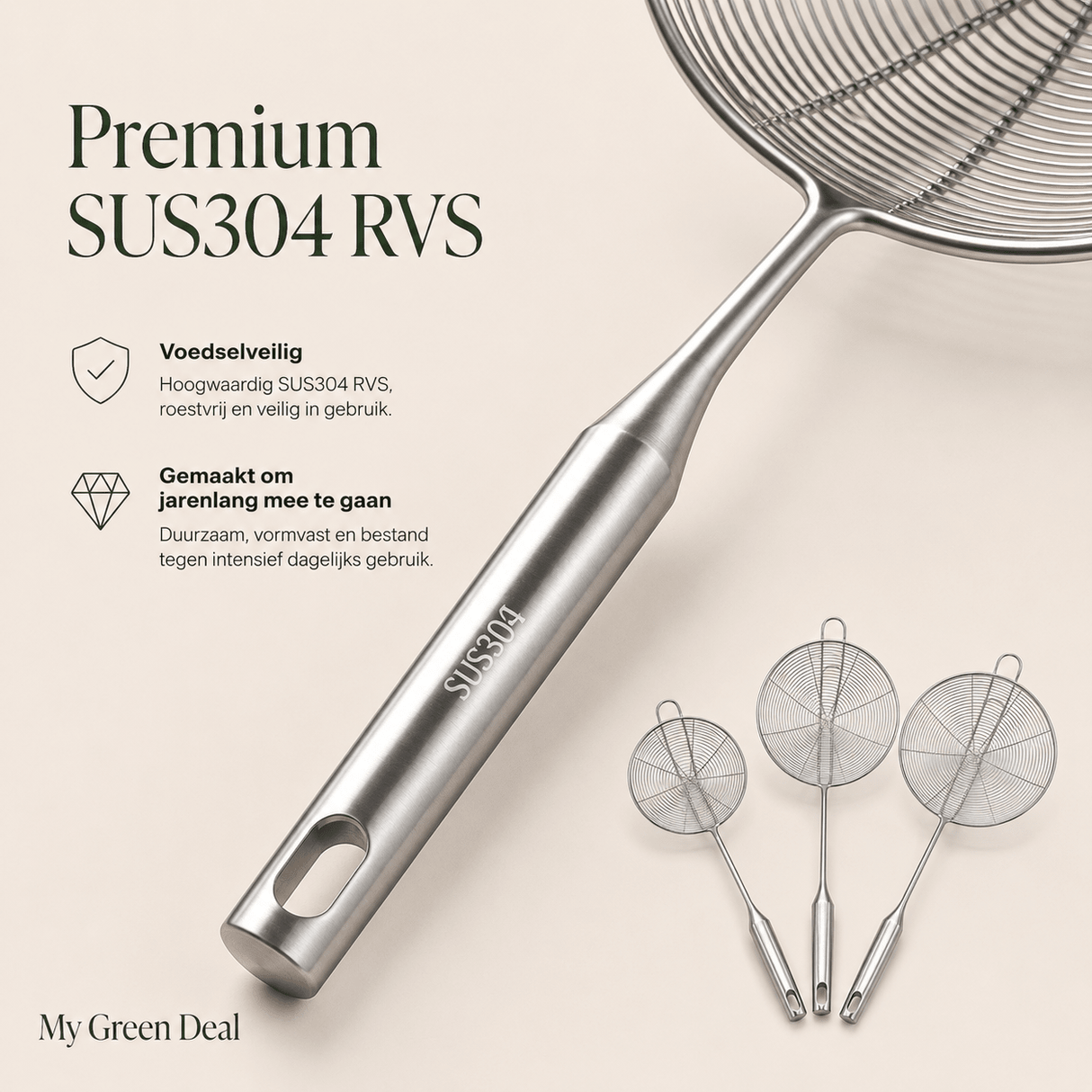 RVS Skimmerlepel set van 3 - My Green Deal