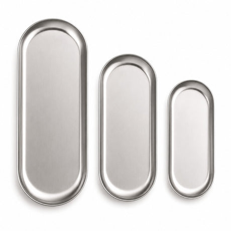 RVS Ovale Serveerplaten Set – 3 stuks - My Green Deal