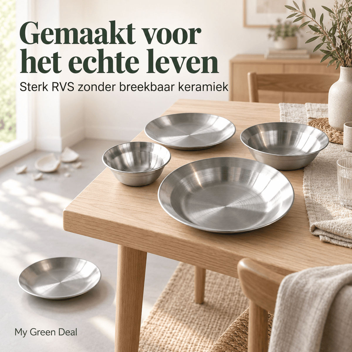 RVS serviesset enkelwandig - My Green Deal