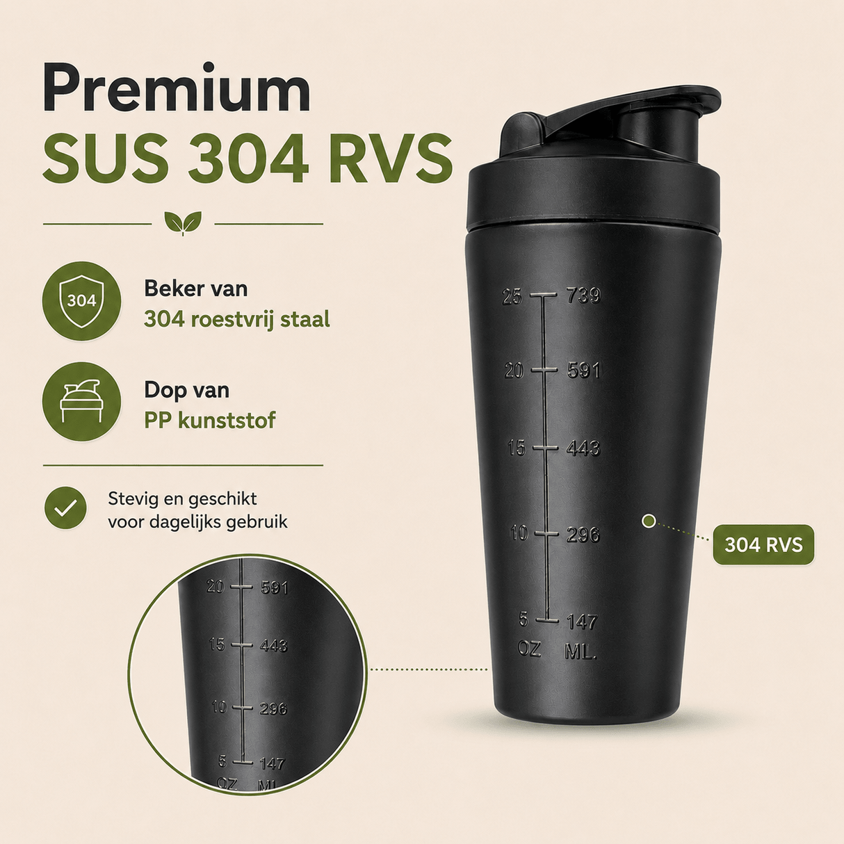RVS Shakebeker (Zwart) - My Green Deal