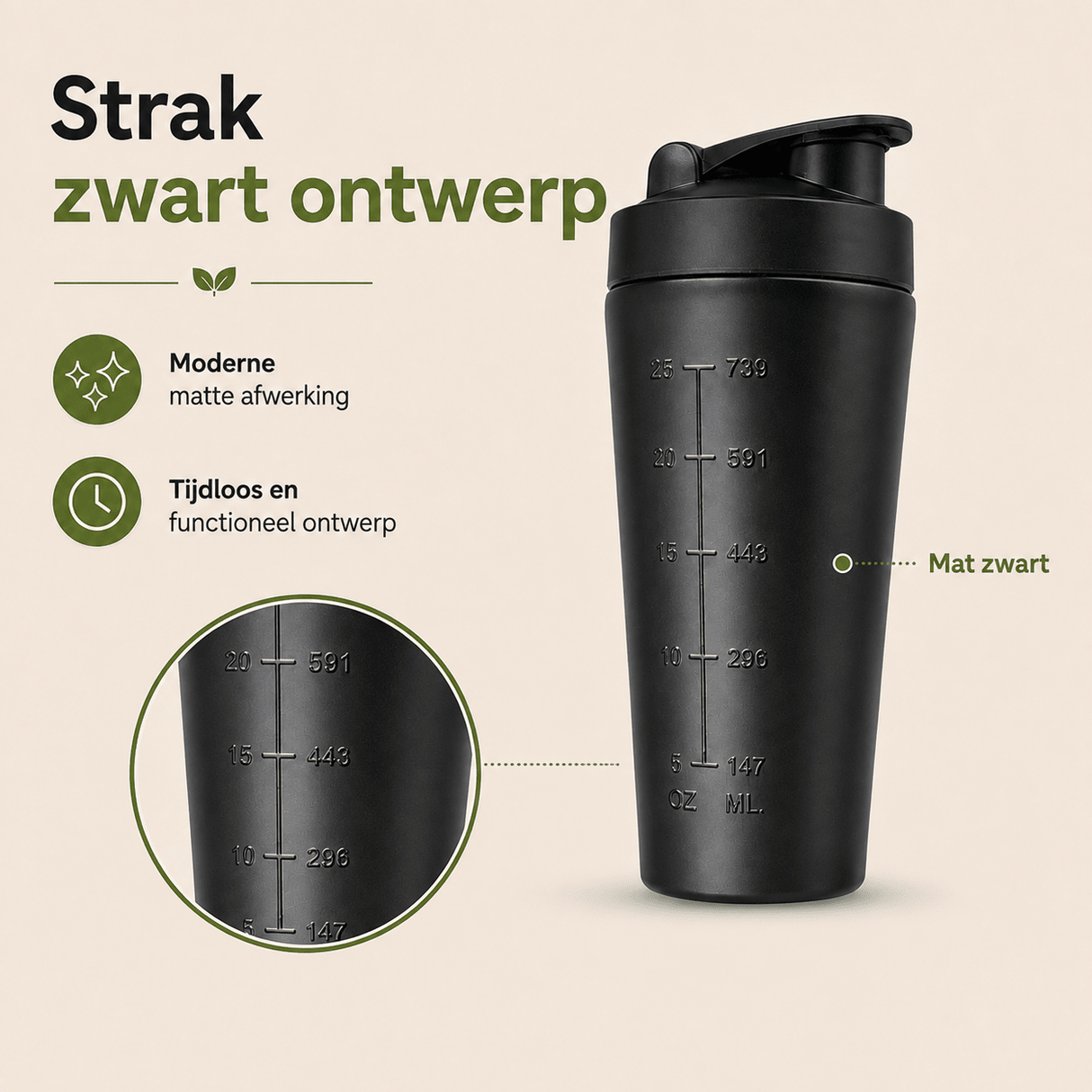 RVS Shakebeker (Zwart) - My Green Deal
