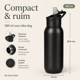 RVS bidon zwart 580ml - My Green Deal
