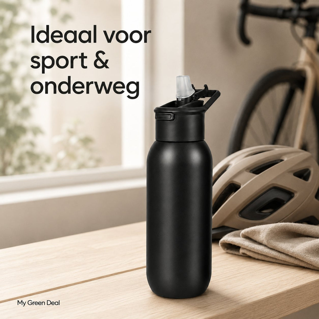 RVS bidon zwart 580ml - My Green Deal