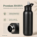 RVS bidon zwart 1000ml - My Green Deal