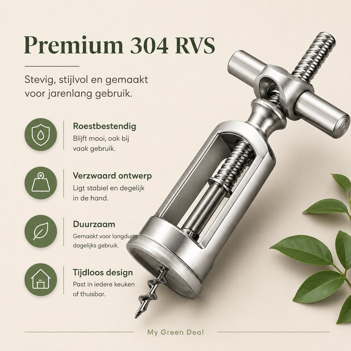 RVS Luxe Wijnopener - My Green Deal