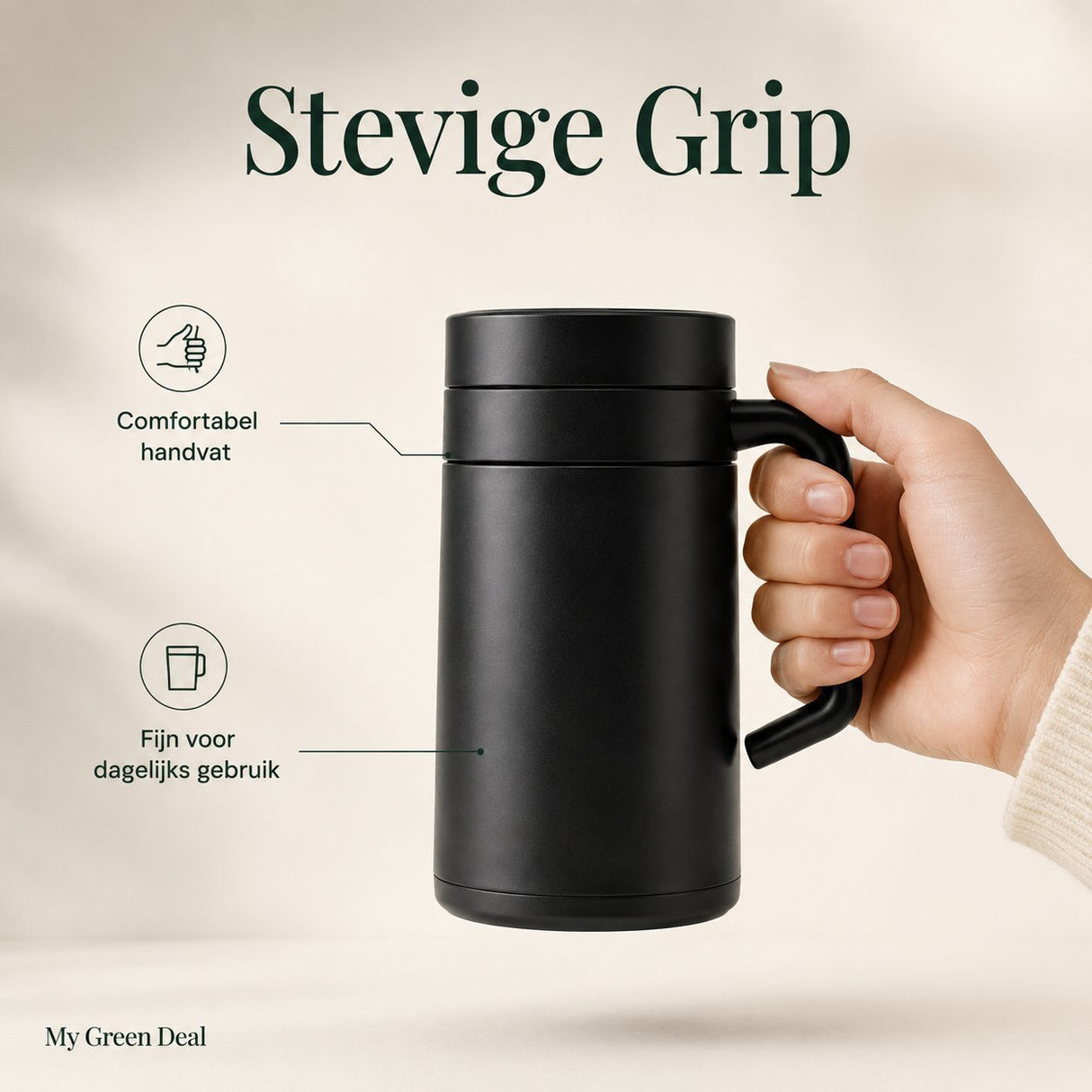 RVS koffiebeker to go 400ml Zwart - My Green Deal