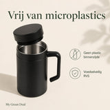 RVS koffiebeker to go 400ml Zwart - My Green Deal