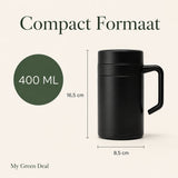 RVS koffiebeker to go 400ml Zwart - My Green Deal