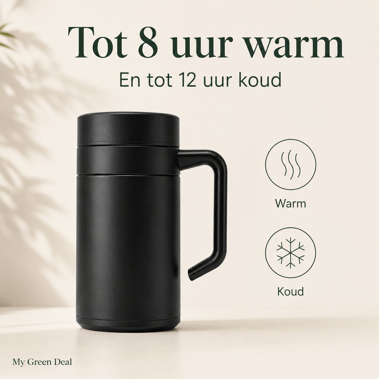 RVS koffiebeker to go 400ml Zwart - My Green Deal