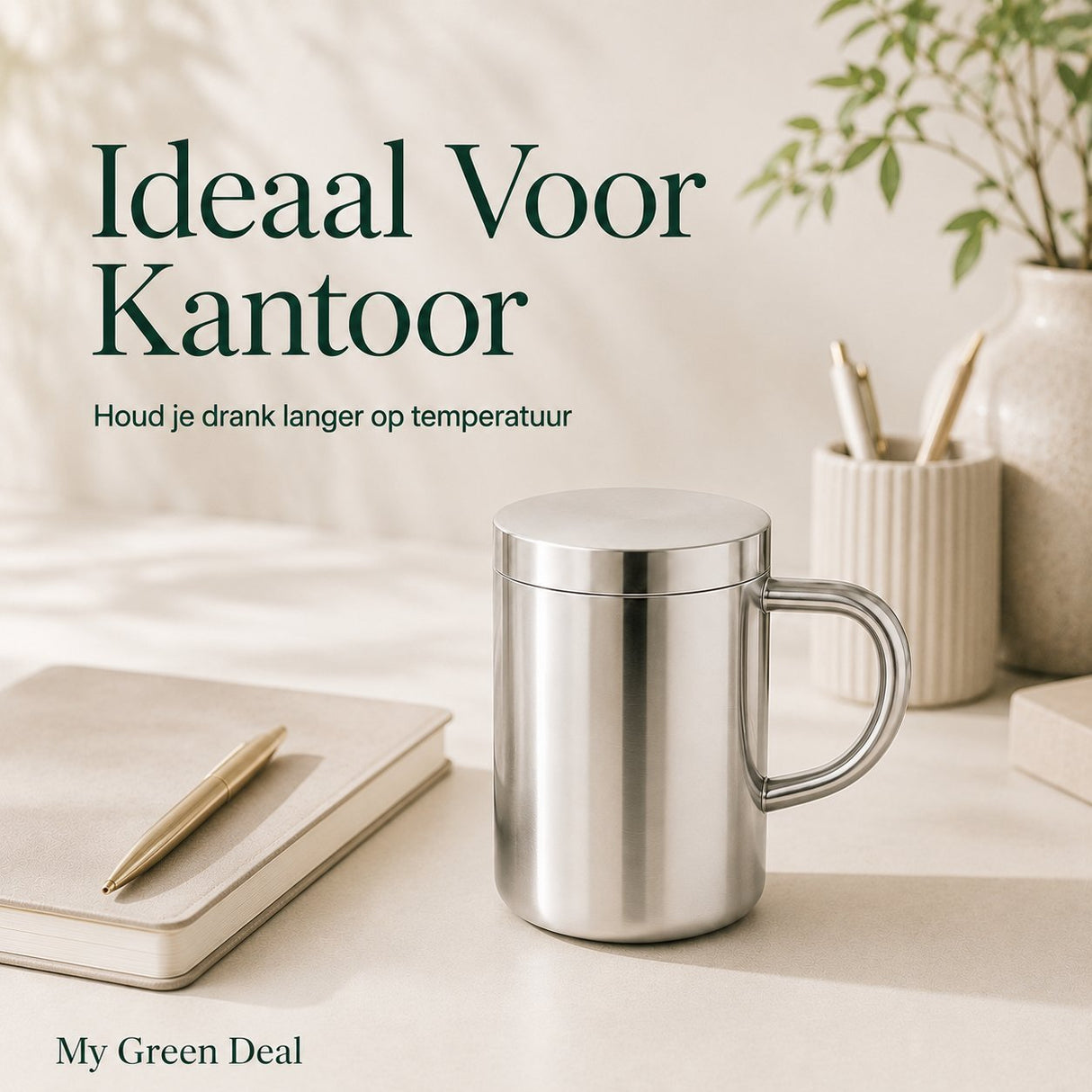 RVS isolerende Mok met Deksel – 400ml - My Green Deal