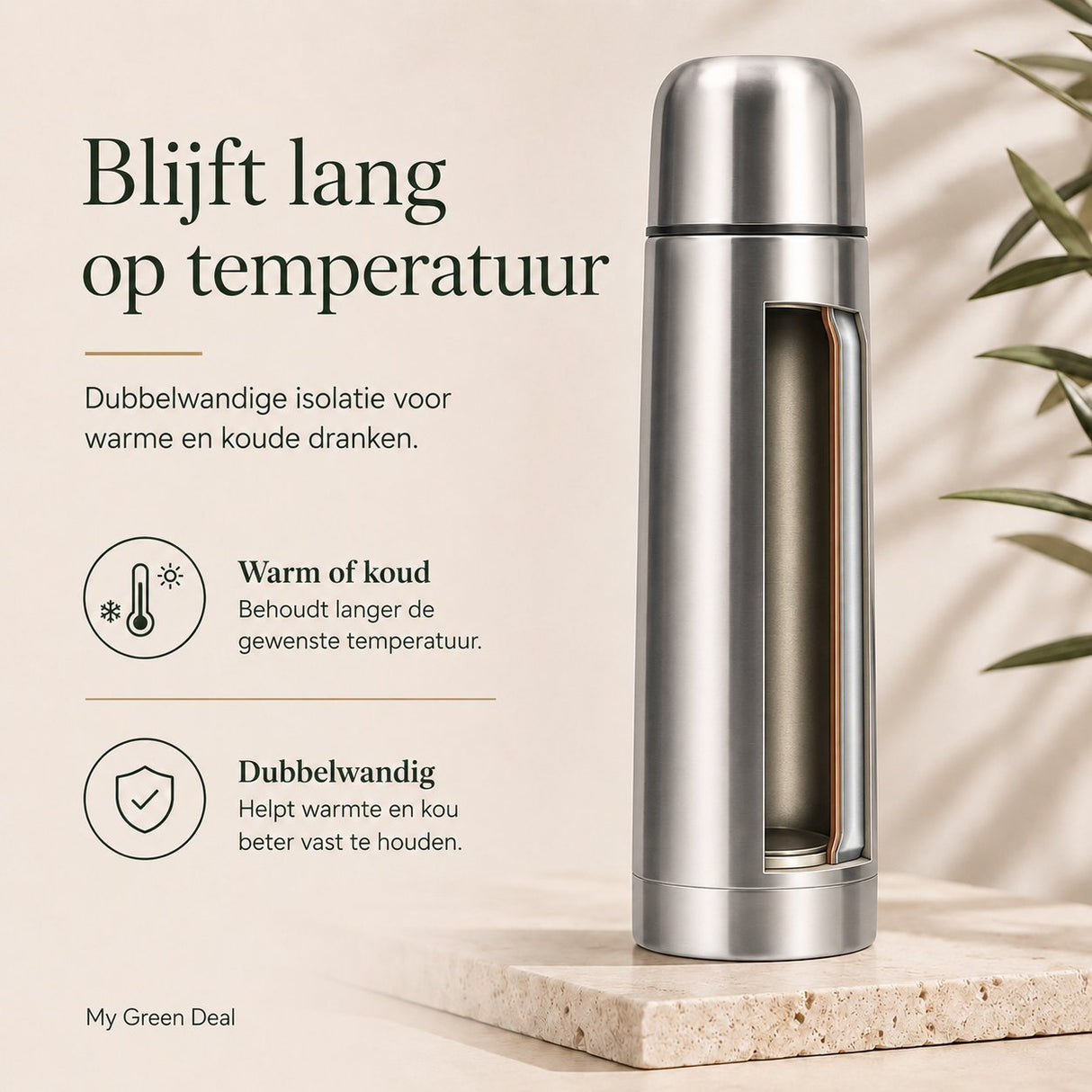 RVS Thermosfles (dubbelwandig) 750ml - My Green Deal