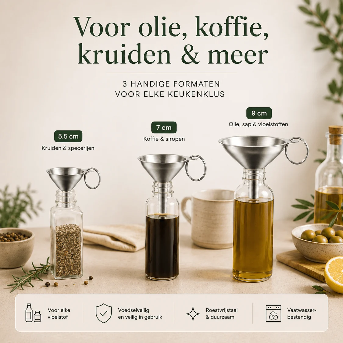 RVS Maatbeker & Trechter Set – 11-delig