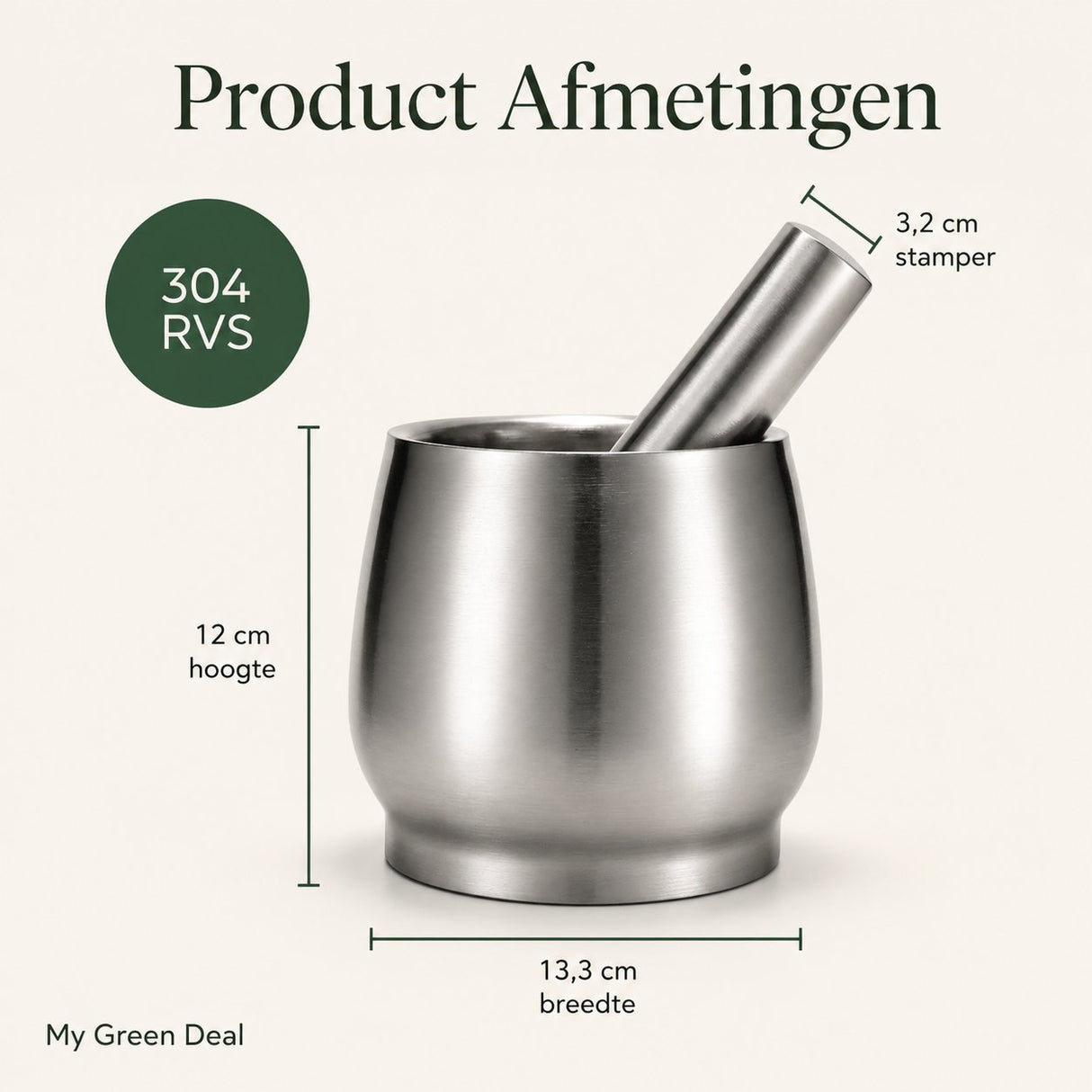 RVS Vijzel met Stamper - My Green Deal