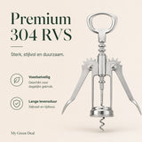 RVS Kurkentrekker & Flessenopener – 2-in-1 - My Green Deal