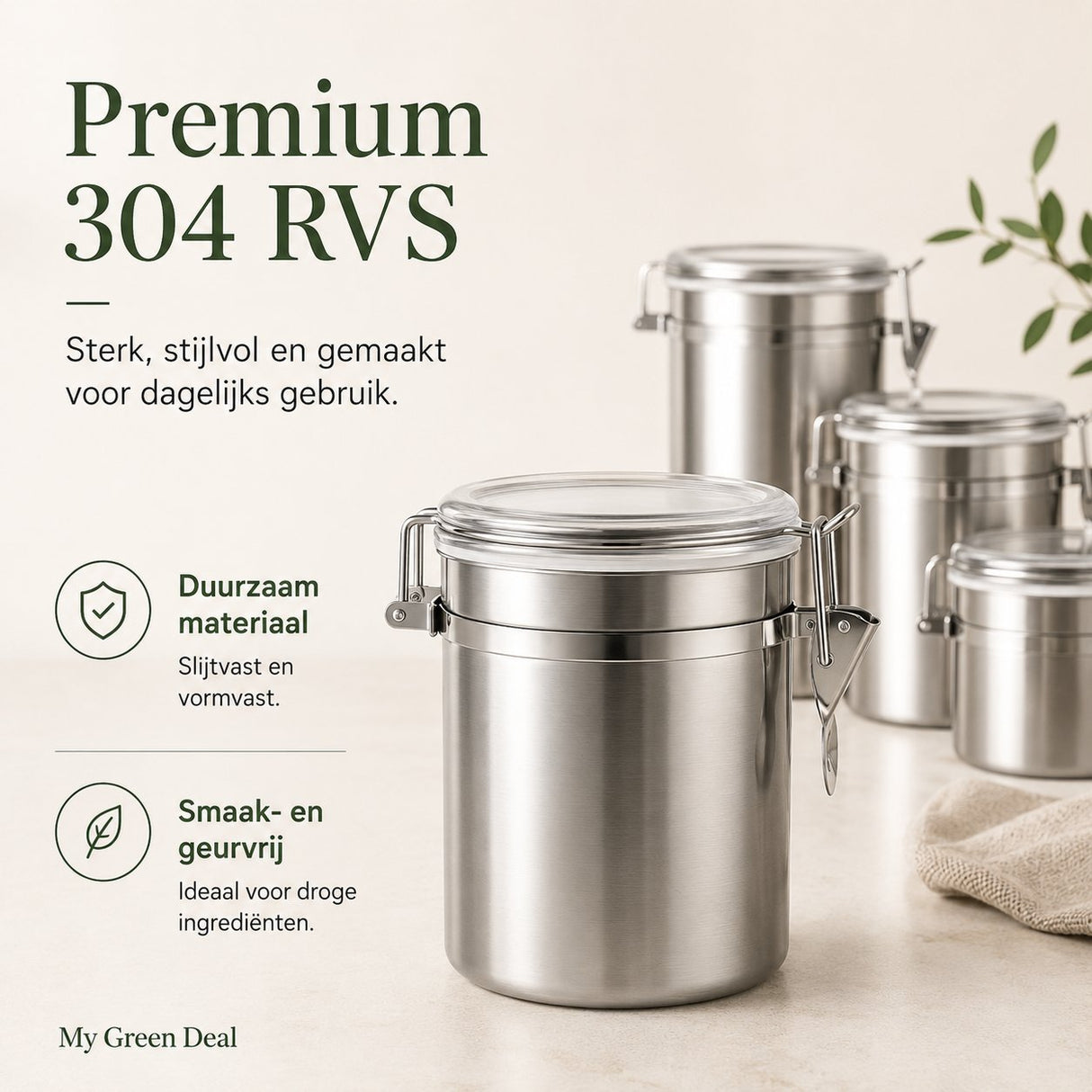 RVS Voorraadbussen Set – 4 stuks - My Green Deal