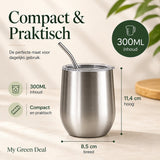 RVS Cocktail Bekers met Rietje – 2 stuks - My Green Deal