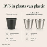 RVS Espressokopjes set van 2 Zilver - 80 ml - My Green Deal