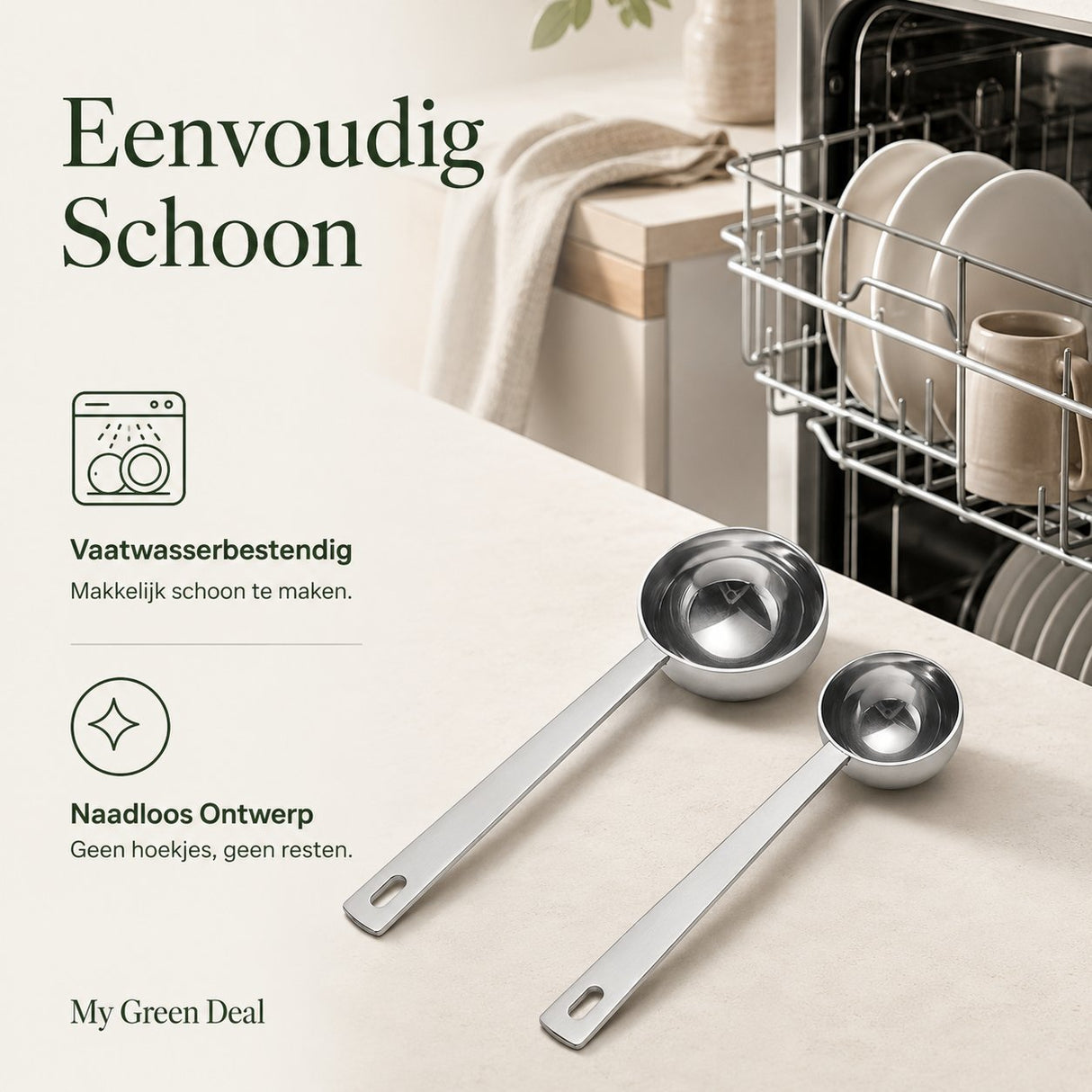 RVS Koffieschepjes Set – 2 stuks - My Green Deal