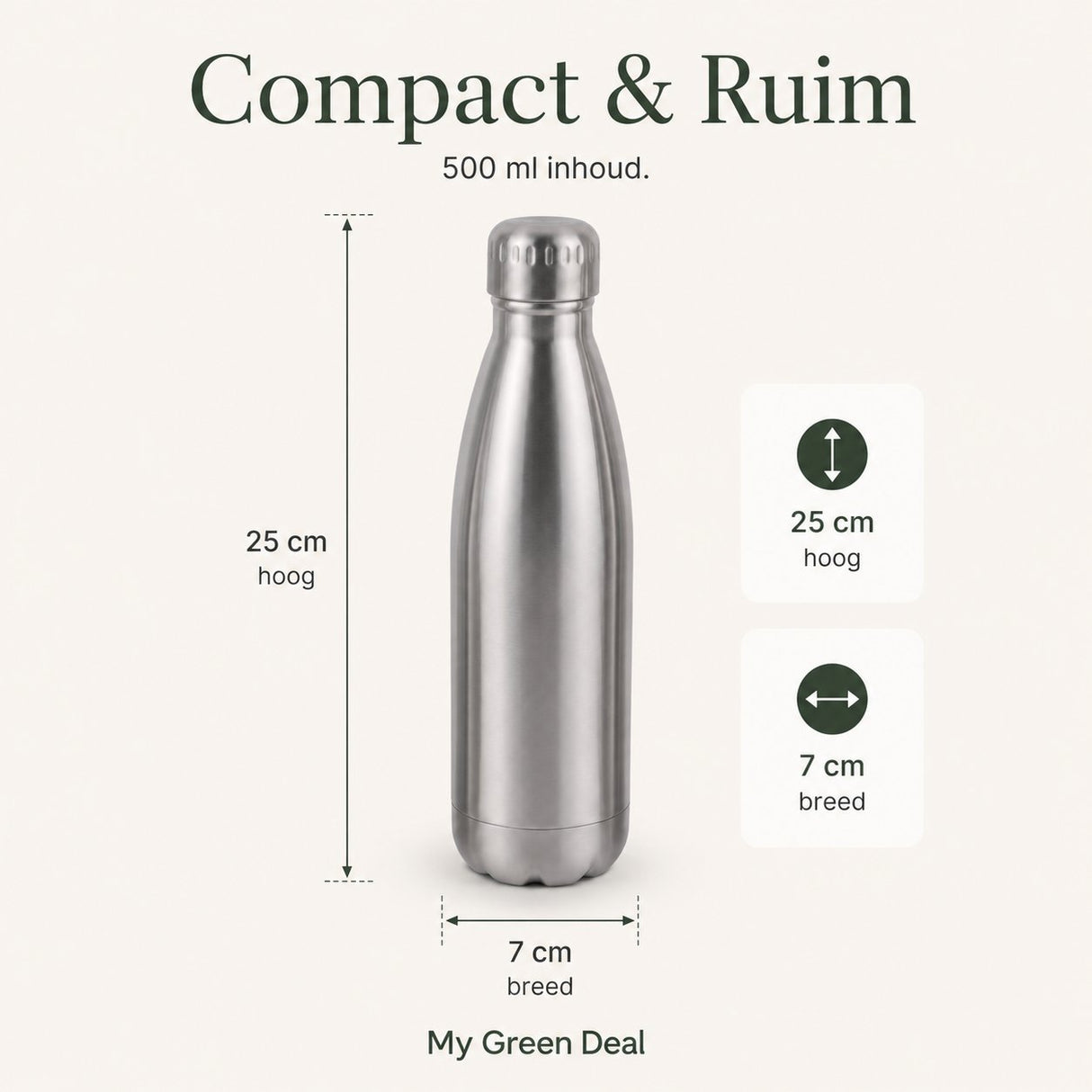 RVS Waterfles dubbelwandig 500ml - My Green Deal