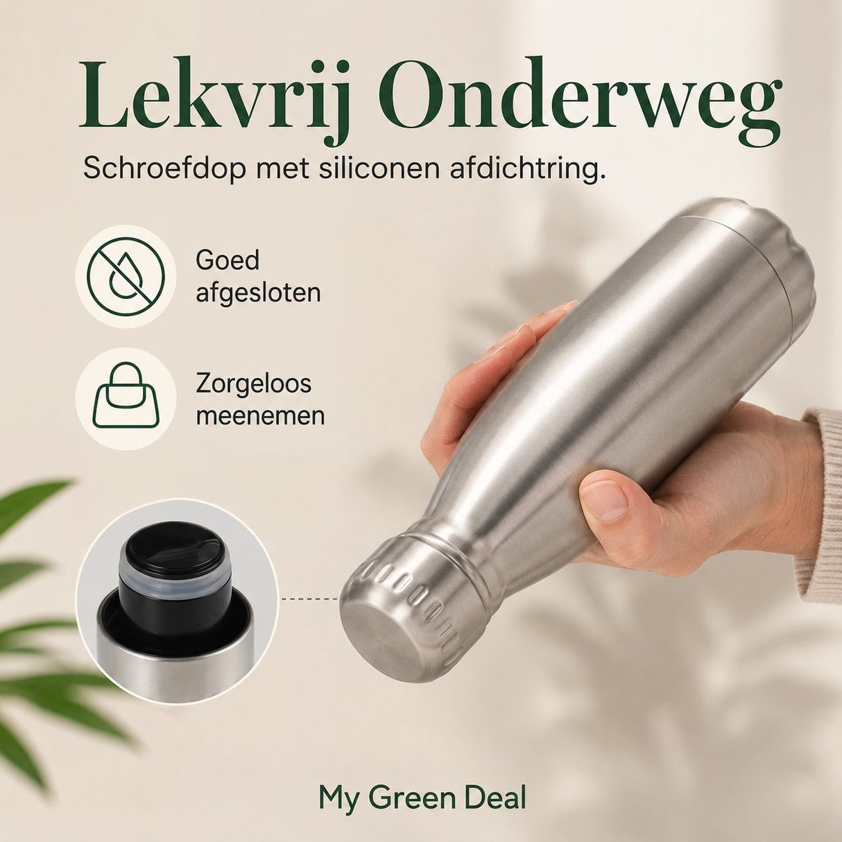 RVS Waterfles dubbelwandig 500ml - My Green Deal